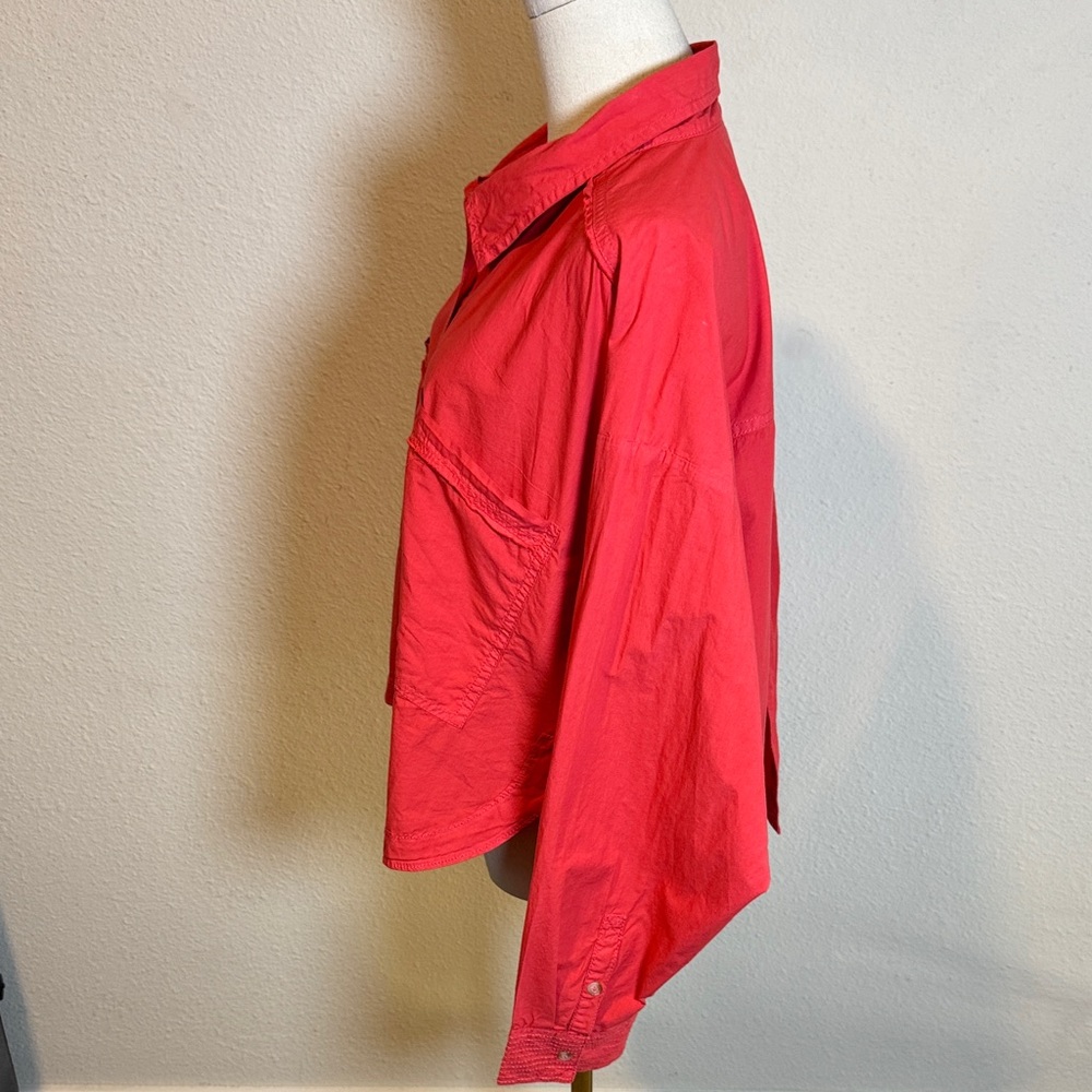 Pilcro Anthropologie Back Split Oversized Cotton Shirt size Large - Picture 6 of 16